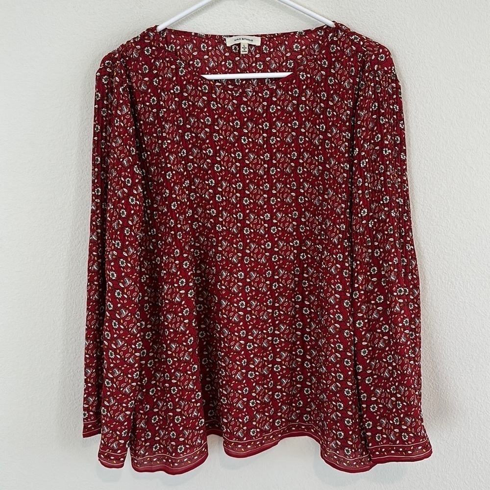 Max Studio Boho Pleated Blouse